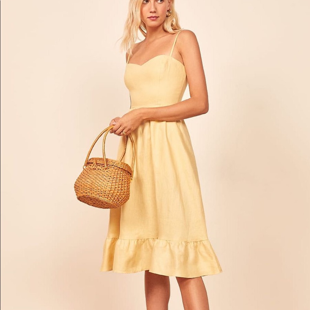Reformation Eileen Dress in Lemon NWT
